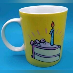 Teleflora Gift Yellow Birthday Mug With Piece Of Cake And Candle